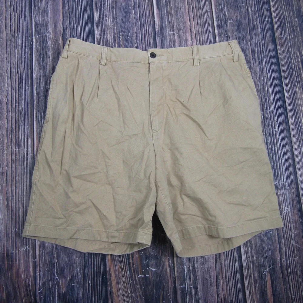 Nautica Rigger Chino Shorts Mens 38 Beige‎ Cotton Classic Fit Pleated Pockets